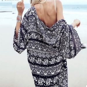 Persun Elephant Print Kimono Cover Up XL